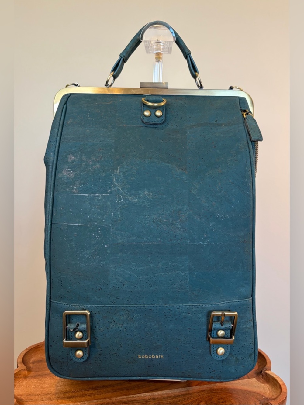 Bobobark La Flore Paris Premium Cork Emerald Green Convertible Backpack EUC - Picture 10 of 16